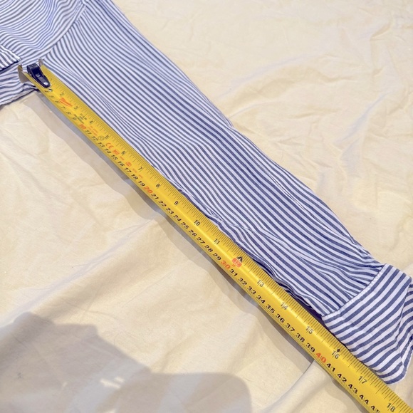 Zara Blue White Striped Viscose ButtonDown Collared Blouse, Sz S, Parisian Style - Picture 11 of 15
